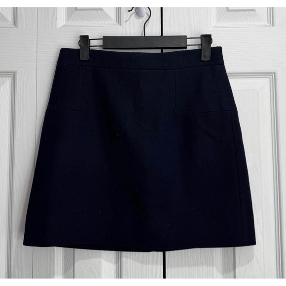 J.CREW Dresses & Skirts - J.Crew Double Serge Wool Mini Skirt Women's 4 Deep Navy Pull-On Back Zip Classic